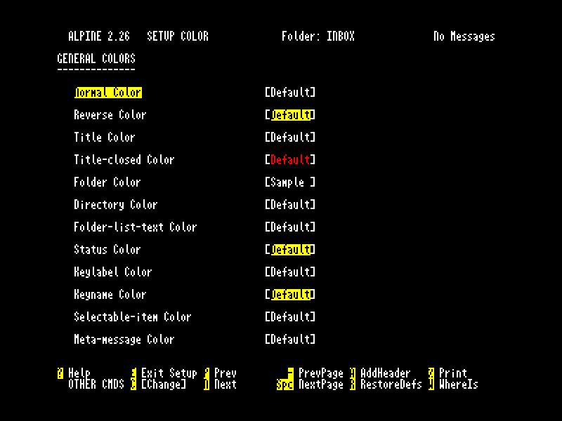 Mode 8 ANSI Alpine Colour Menu