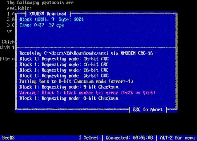 Downloading in Syncterm